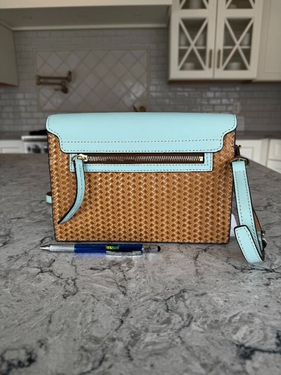 Dooney and Bourke Blue and Faux Wicker Purse and Wallet - Picture 2 of 10